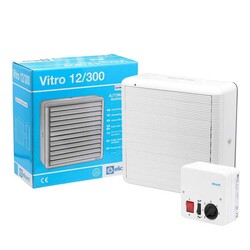 ELICENT - Elicent Vitro 12/300, Duvar ve Pencere Tipi Havalandırma Fanı, 1400/800 m3-h + <span> Hız Anahtarlı Kontrol Paneli</span>