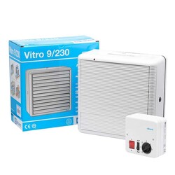 ELICENT - Elicent Vitro 9/230 Duvar ve Pencere Tipi Havalandırma Fanı, 700/400 m3-h + <span> Hız Anahtarlı Kontrol Paneli</span>