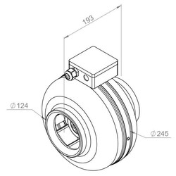 Fantilatör RS 125L Metal Gövdeli Yuvarlak Kanal Fanı 340 m3/h - Thumbnail